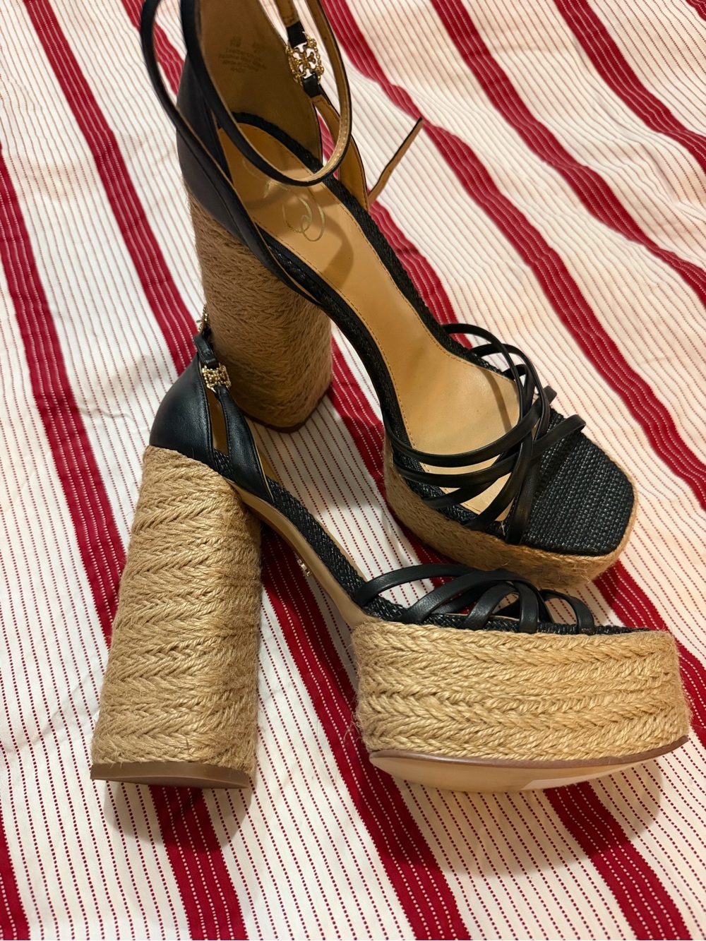 Sam Edelman Black Strappy Espadrille Platform Heels